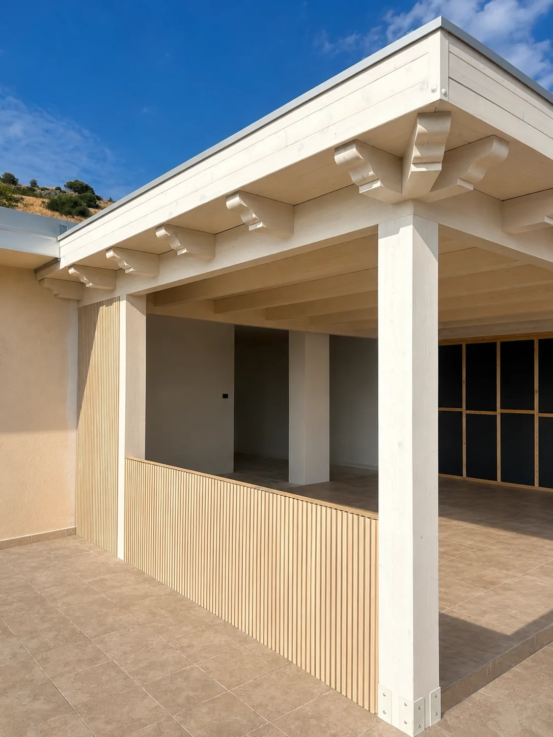 Tettoie in legno — realizzazione Soltec